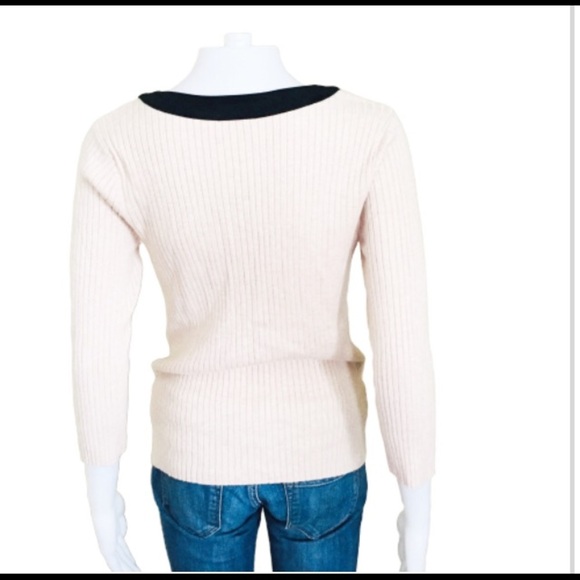 JONES NEW YORK Ribbed Lace Up Sweater With Long Sleeves Ivory Cream Size Small - Picture 3 of 7